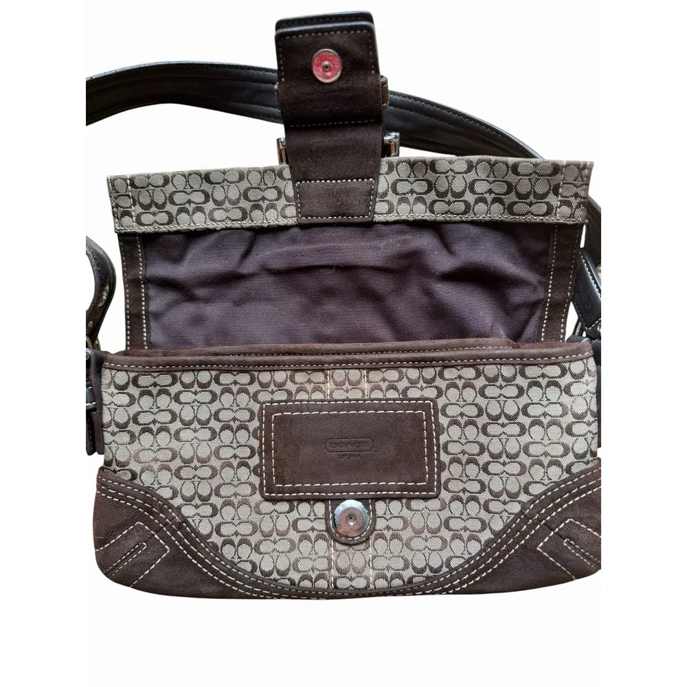 Rare Vintage Coach y2k Soho Shoulder Bag Signature Canvas & Suede